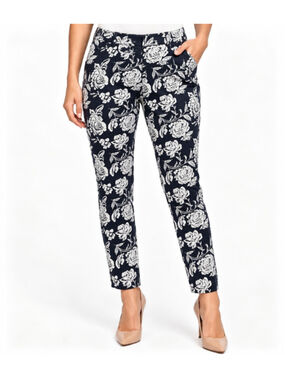 GAP Floral Skinny Ankle Pants Women’s 6 Navy White Botanical Preppy Tailored